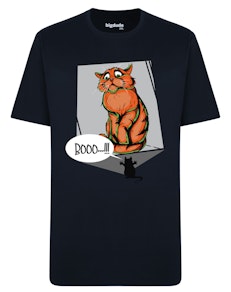 Bigdude Scaredy Cat Print T-Shirt Navy